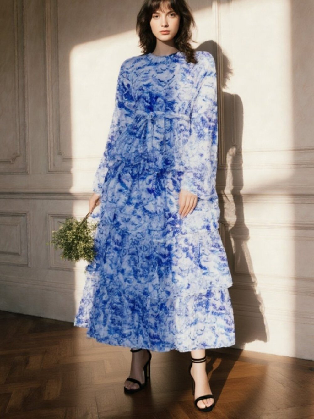 Gorgeous maxi ruffled organza boho dress